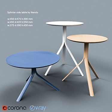 Splinter Oak Side Tables - Nendo Design 3D model image 1 