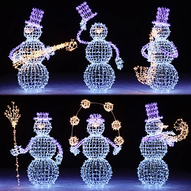 Festive Snowman Garland Decor 3D model image 1 
