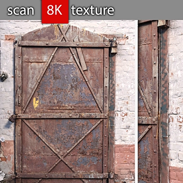 Vintage Metal Wall Door 3D model image 1 