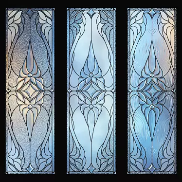 Elegant Stained Glass Window - 500x1700mm 3D model image 1 