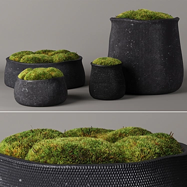 RH Crosshatch Concrete Vases 3D model image 1 