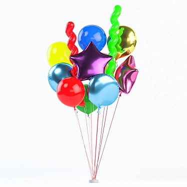 Colorful Bundle of Air Balloons 3D model image 1 