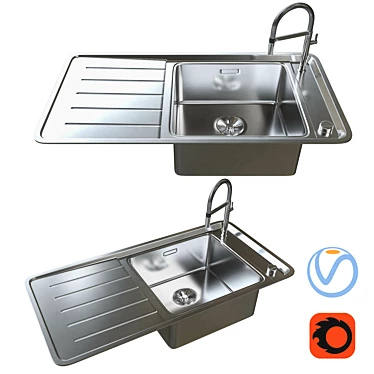 BLANCO ANDANO XL 6 S-IF: Stainless Steel XL Sink (50x100 cm) 3D model image 1 