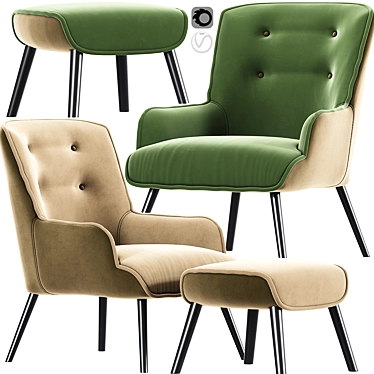 Shangri-La Milla Armchair Set 3D model image 1 