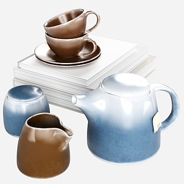 Elegant Kinto Teapot Set 3D model image 1 