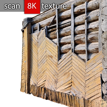 Detailed Wooden Facade Fragment 3D model image 1 