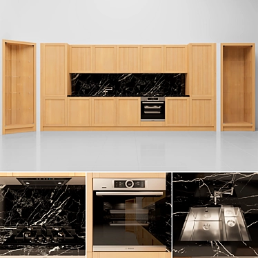 GD Arredamenti Legno Vivo 2.6: Elegant Oak Kitchen 3D model image 1 