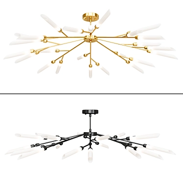 Elegance in Black & Gold: LED Chandelier 3D model image 1 