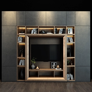 Modern TV Shelf: Stylish Storage Solution 3D model image 1 