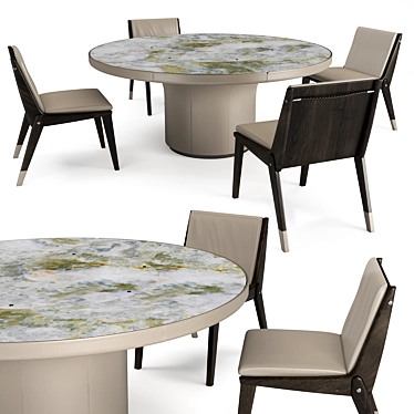 Elegant RE Table + La Chair Set 3D model image 1 