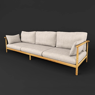 Dedon Tibbo: Elegant Teak 3-Seater 3D model image 1 