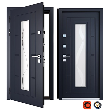 Santyago Zimen Entrance Door - Stylish and Durable 3D model image 1 