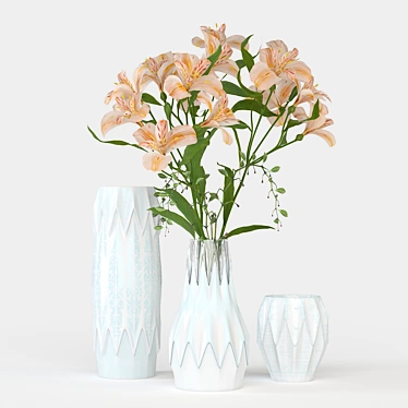 Title: Alstroemeria Vase Trio 3D model image 1 