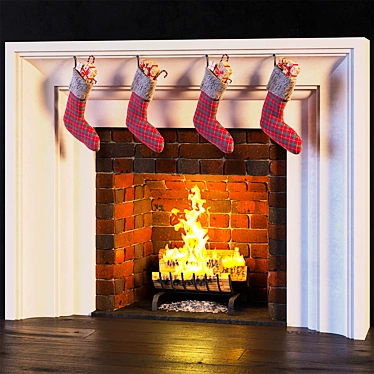 Cozy Christmas Fireplace 3D model image 1 