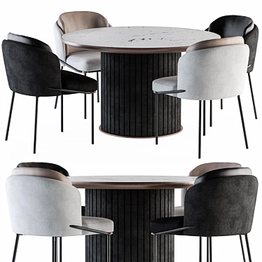 Elegance in Dining: Minotti Round Table & Chair 3D model image 1 