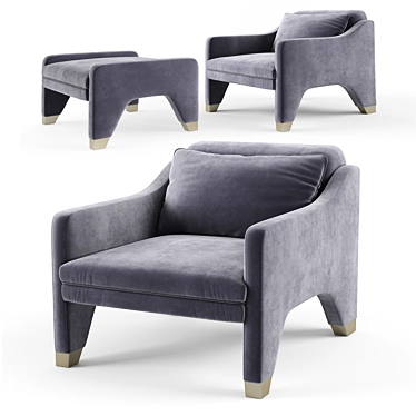 Luxurious Kelly Hoppen Lyndon Armchair, Velvet Upholstery 3D model image 1 