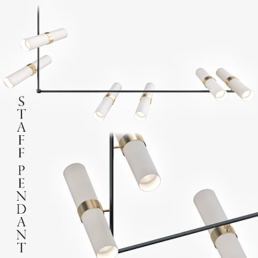 Modern Staff Light Fixture 3D model image 1 