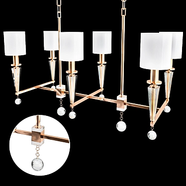 Sleek 6-Light Polished Nickel Chandelier 3D model image 1 