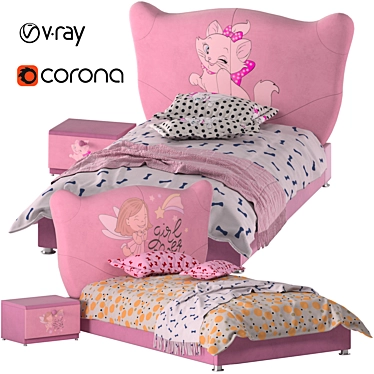 Pink Baby Bed - Cute, Comfortable, and Stylish 3D model image 1 