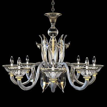 Elegant Alloro Murano Glass Chandelier 3D model image 1 