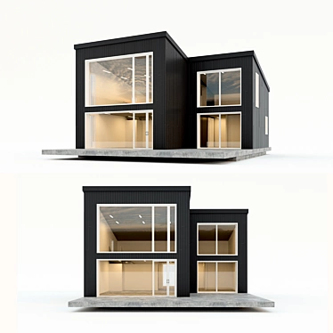 Contemporary Two-Storey Prefab Home. Panoramic Glazing. 3D model image 1 