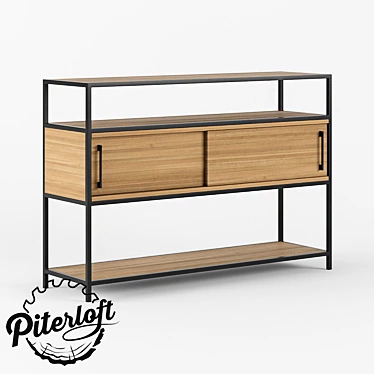 Industrial TV Cabinet with Metal and Wood Construction 3D model image 1 