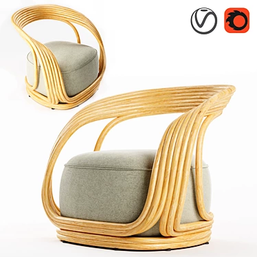 Vintage Eva Armchair by Giovanni Travasa - Timeless Elegance 3D model image 1 