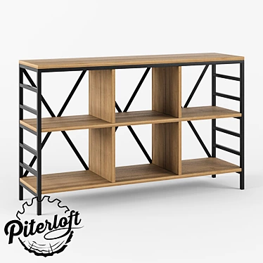 Rustic Wood Metal TV Stand 3D model image 1 