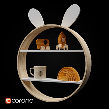 Whimsical Bunny Wall Shelf 3D model image 1 