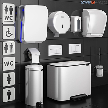 Title: White Bathroom Accessories Set 3D model image 1 