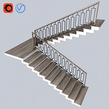 Sleek Steel Staircase 3D model image 1 