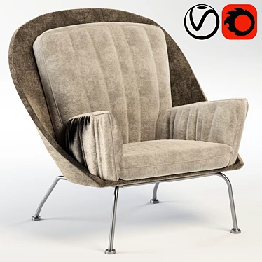 Cozy Brown Fabric Lounge Chair 3D model image 1 