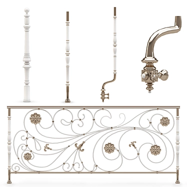 Title: Column and Railing Set 3D model image 1 