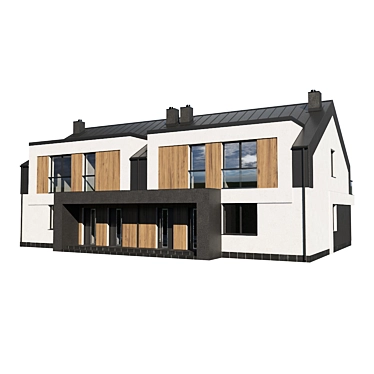 Modern Twin House Design Kit 3D model image 1 