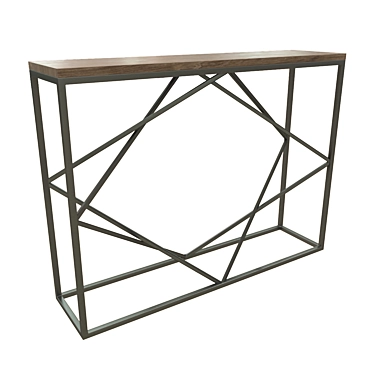 Modern Black Steel and Wood Console Table 3D model image 1 