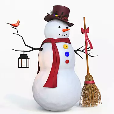 Charming Snowman Sculpture 3D model image 1 