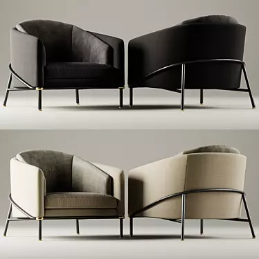 Minotti Fil Noir Armchair: Modern Elegance 3D model image 1 