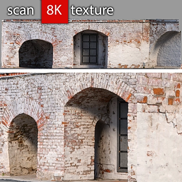 Detailed Wall with Arch 2 - 8K Texture 3D model image 1 