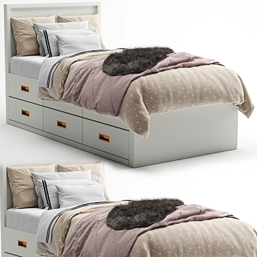 Luxury Channel-Stitched Bed: Avalon 3D model image 1 