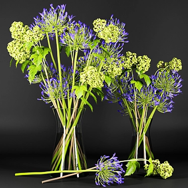 Title: Vibrant Blooms: Viburnum & Agapanthus Bouquet 3D model image 1 