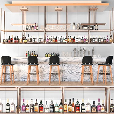 Pub & Restaurant Bar Design: Whiskey, Wine, Vodka, Rum, Beer 3D model image 1 