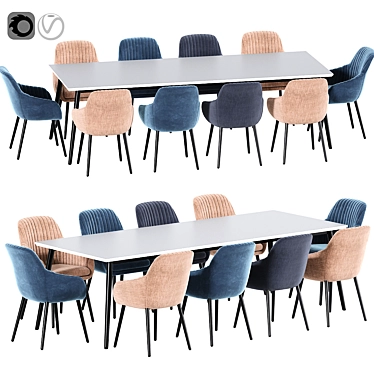 Elegant Rochelle Dining Set 3D model image 1 