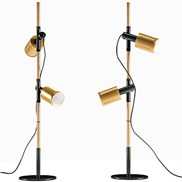 Elegant Brushed Brass Floor Lamp 3D model image 1 