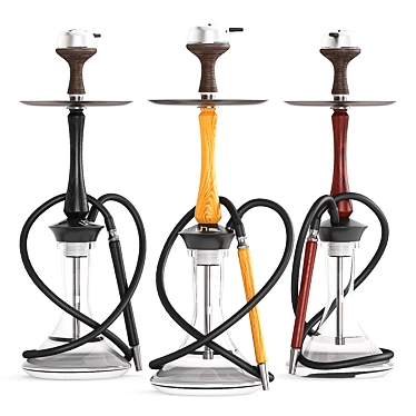 Wooden Hookah Trio 3D model image 1 