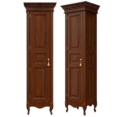 Classic Wood Wardrobe 600mm 3D model image 1 