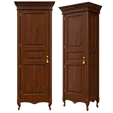 Solid Wood Wardrobe 800mm 3D model image 1 