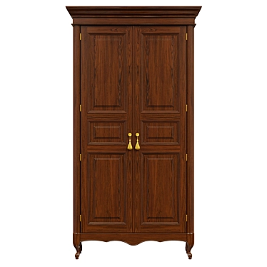 Solid Wood Wardrobe 1200mm 3D model image 1 