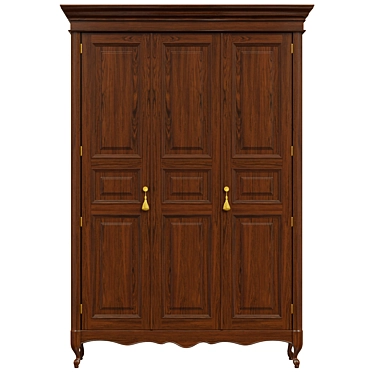 Timeless Wood Wardrobe 1600mm 3D model image 1 