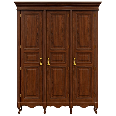 Elegant Solid Wood Wardrobe 3D model image 1 