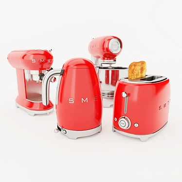 Smeg Technique: Toaster, Mixer, Espresso Machine, Kettle 3D model image 1 